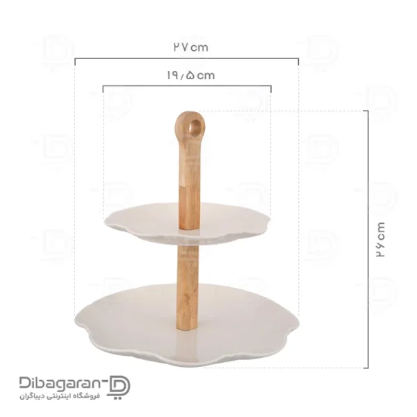 شیرینی خوری دو طبقه چوب چینی ریور کد 4942 (2) ابعاد شیرینی خوری دو طبقه چوب چینی ریور کد 4942