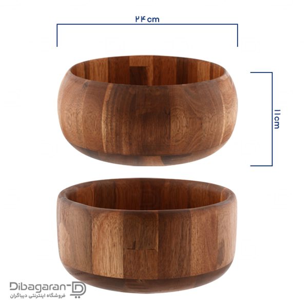 ابعاد کاسه بزرگ چوبی یاکا مدل آکاسیا 24CM ابعاد کاسه بزرگ چوبی یاکا مدل آکاسیا 24CM