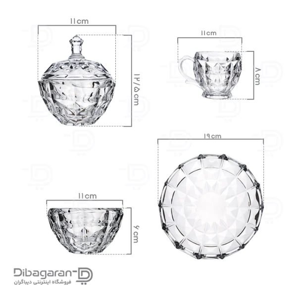 ابعاد سرویس پذیرایی 25 پارچه پیرلس مدل آکوامارین کد 802900W