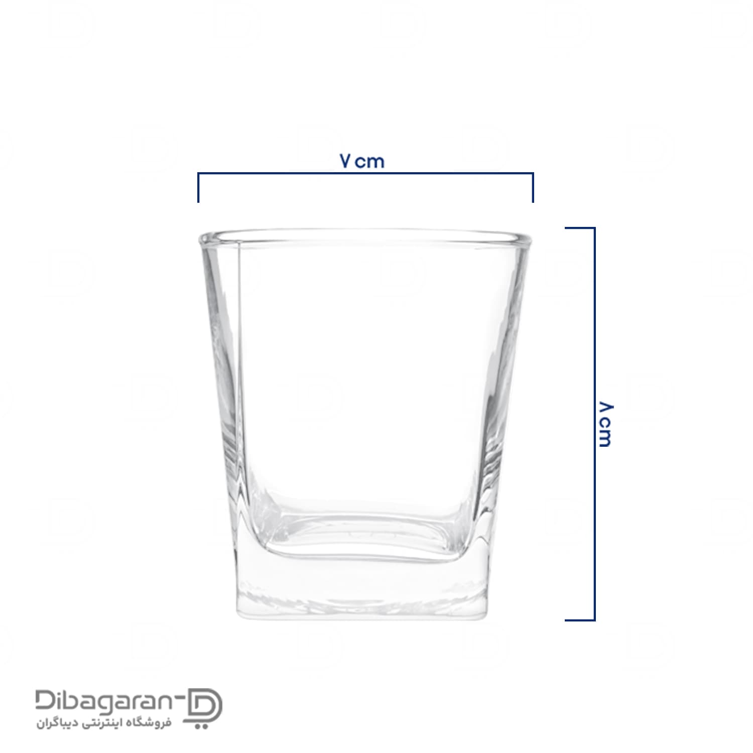 Pashabaghche square kar small glass 6pieces code 41280 (4)-min تصویر با ابعاد نیم لیوان مربعی پاشاباغچه مدل کار 6 عددی کد 41280