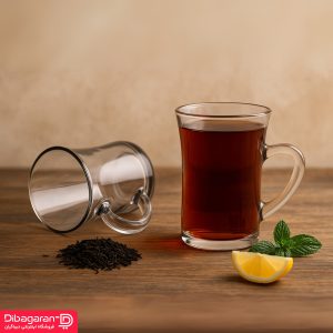 استکان چای کمر باریک دسته دار پاشاباغچه مدل میلا 3 عددی کد 55613