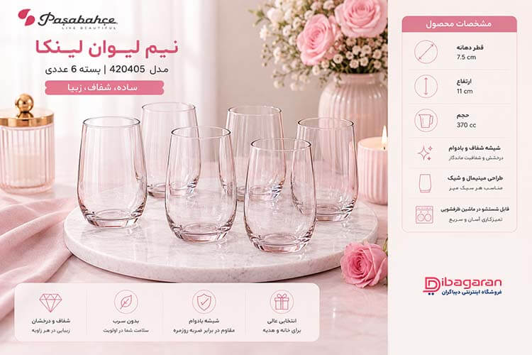 نیم لیوان پاشاباغچه لینکا 6 عددی مدل 420405