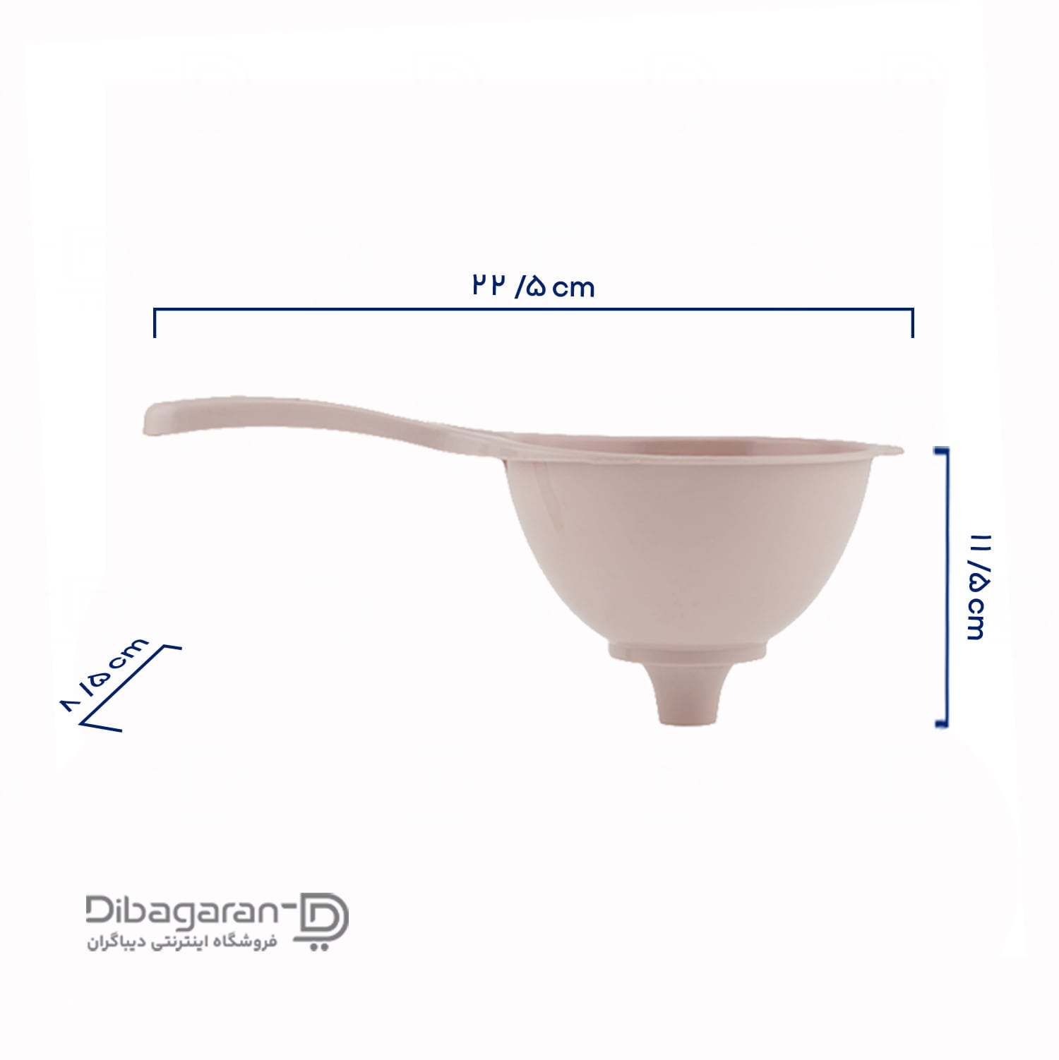 ابعاد قیف پلاستیک صافی دار لیمون کد 2127 ابعاد قیف پلاستیک صافی دار لیمون کد 2127