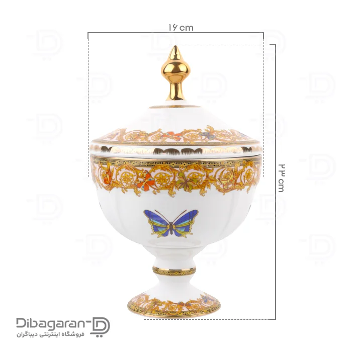 شکلات خوری پایه دار چینی ریما کد 55330 (5) ابعاد شکلات خوری پایه دار چینی ریما کد 55330