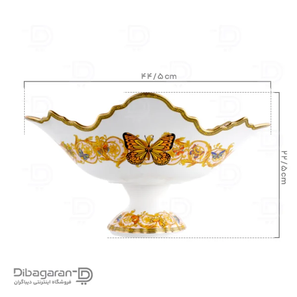ظرف پذیرایی کشکول چینی ریما طرح پروانه کد 55320 (2) ابعاد ظرف پذیرایی کشکول چینی ریما طرح پروانه کد 55320
