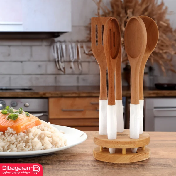 سرویس کفگیر ملاقه چوبی ریور 6 عددی کد 8492
