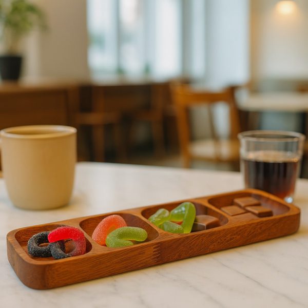 ظرف اردو خوری با پایه چوبی 4خانه لایف استایل ظرف اردو خوری با پایه چوبی 4خانه لایف استایل