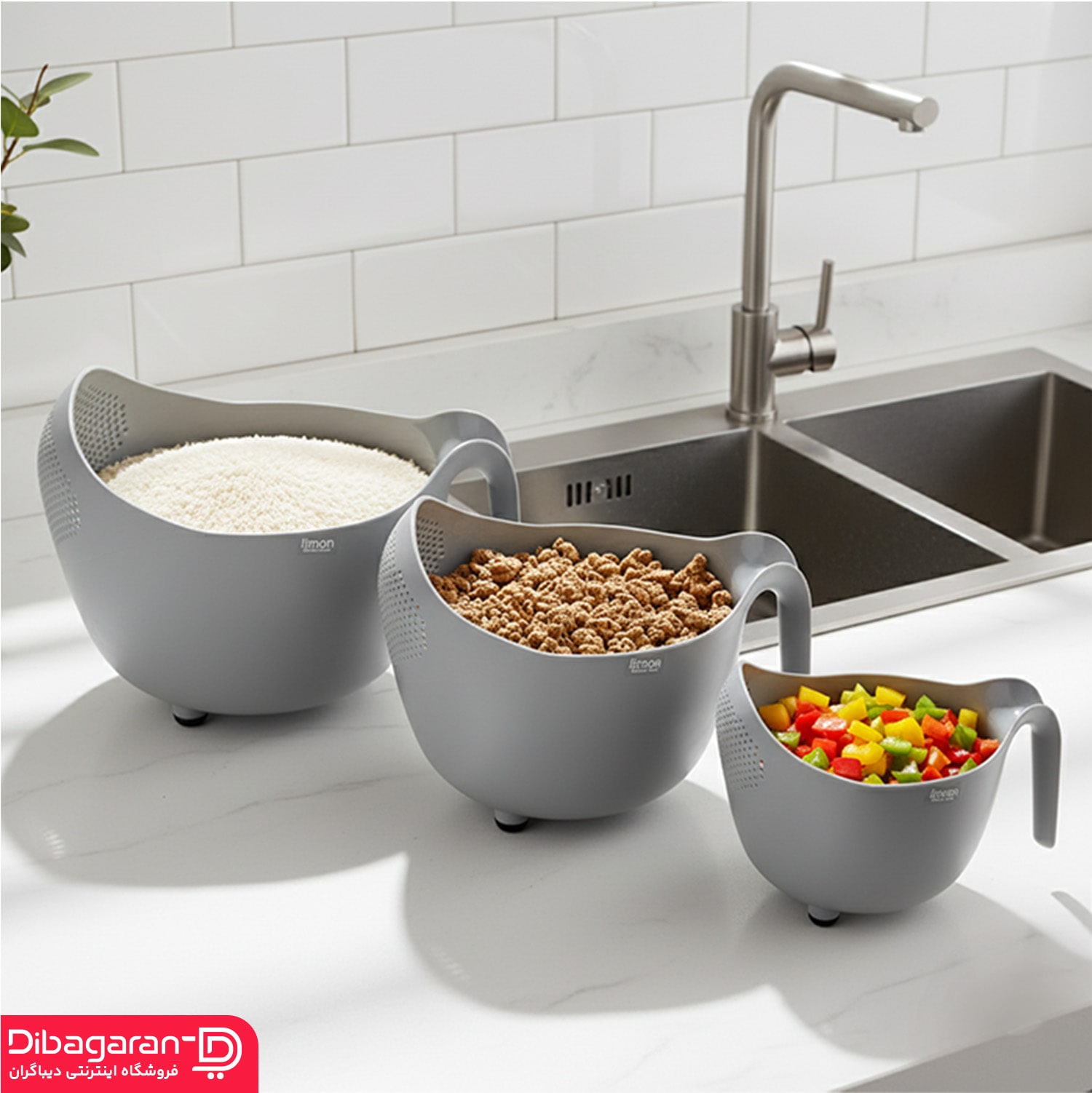 لایف استایل ست برنج شوی لیمون 3 عددی کد 1330 لایف استایل ست برنج شوی لیمون 3 عددی کد 1330