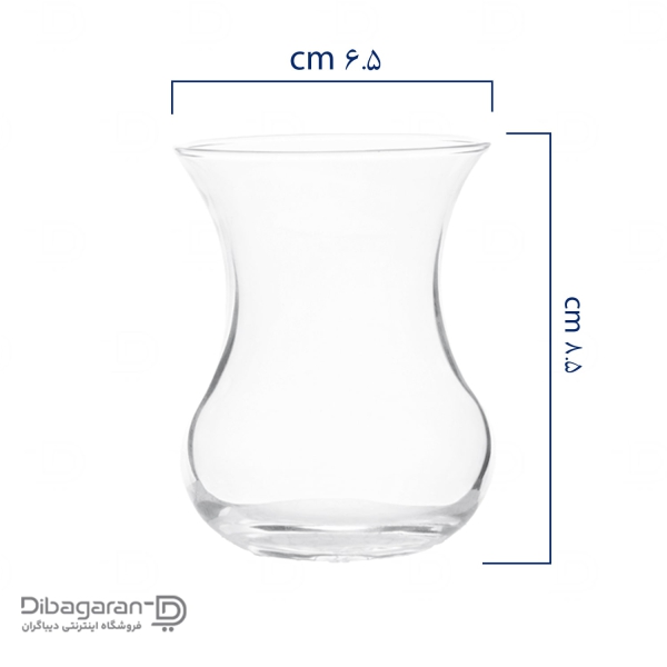 تصویر با ابعاد استکان کمر باریک پاشاباغچه مدل آرورا 6 عددی کد 42471