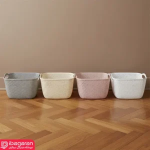 خرید سبد لباس لیمون طرح بافت مدل 2277