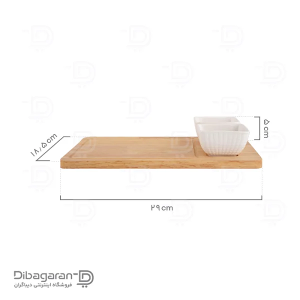 ست سینی سرو و پیاله چوب چینی ریور کد C08-2881 (3) ابعاد ست سینی سرو و پیاله چوب چینی ریور کد C08-2881