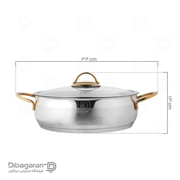 ابعاد سرویس قابلمه استیل 10 پارچه فالز مدل پارلا کد 3815
