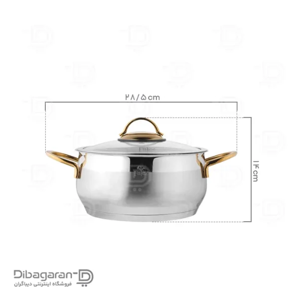 ابعاد سرویس قابلمه استیل 10 پارچه فالز مدل پارلا کد 3815