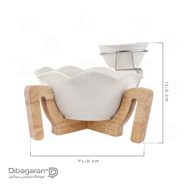 ابعاد ظرف سالاد خوری چوب چینی ریور کد B2880-24B