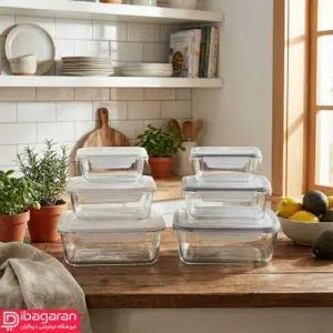 ظرف نگهدارنده شیشه ای لیمون 3 عددی مدل 1806