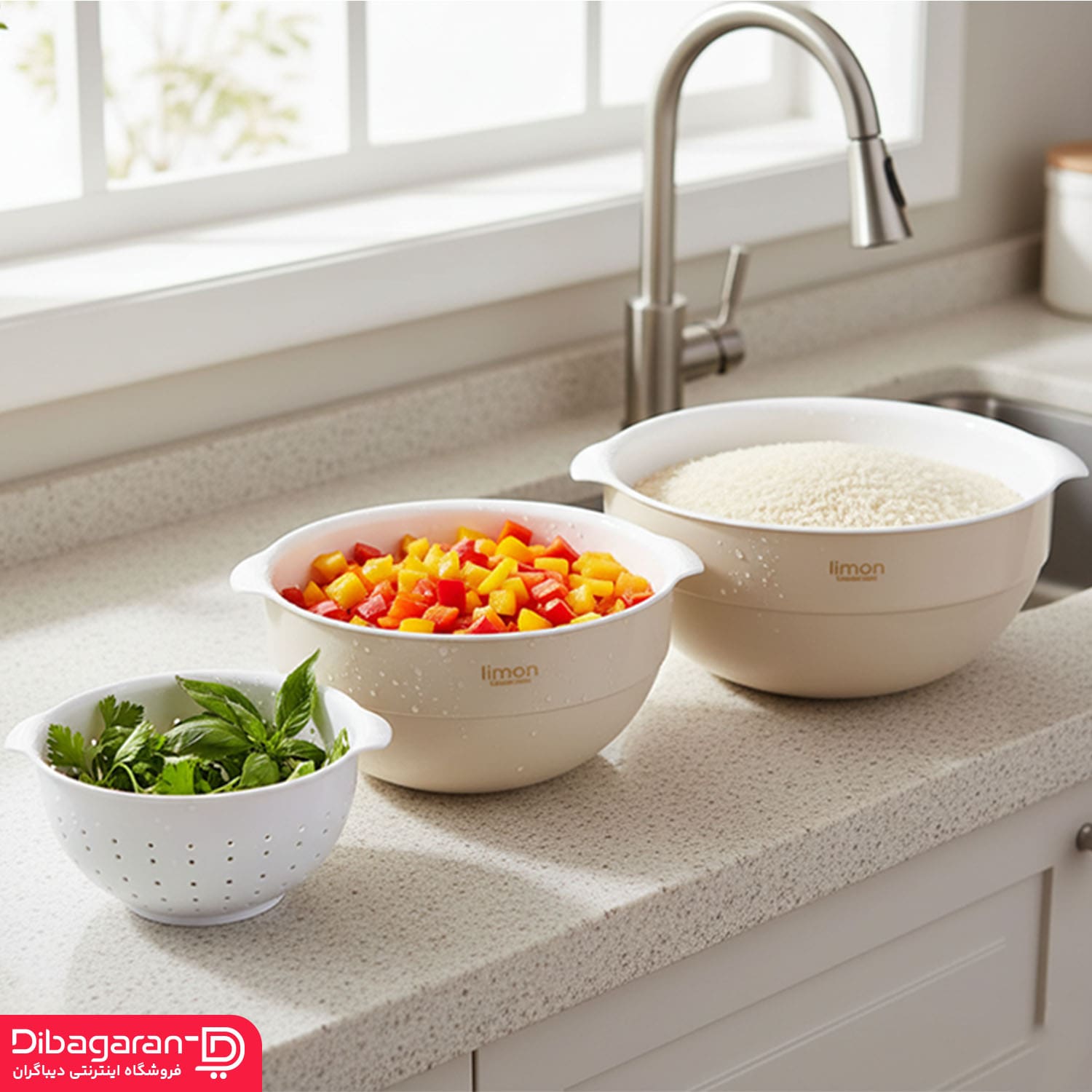 دکوراتیو آبکش و لگن 6 پارچه لیمون کد 2066 دکوراتیو آبکش و لگن 6 پارچه لیمون کد 2066