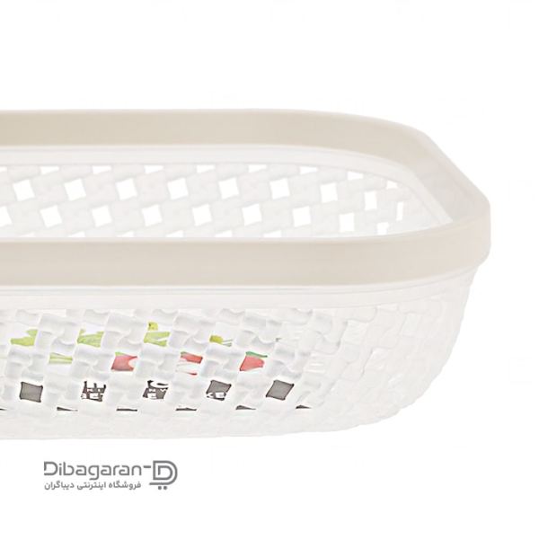 سبد نان و سبزی طرح بافت لیمون کوچک کد 2146 کرم نمای نیمه