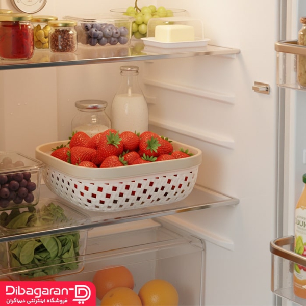 لایف استایل سبد نان و سبزی طرح بافت لیمون کوچک کد 2146 کرم