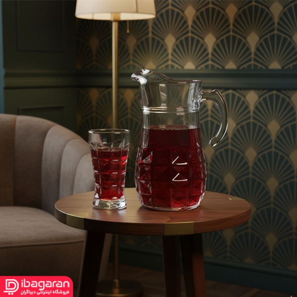 دکوراتیو پارچ و لیوان پیرلس مدل آکوامارین کد 801300W دکوراتیو پارچ و لیوان پیرلس مدل آکوامارین کد 801300W