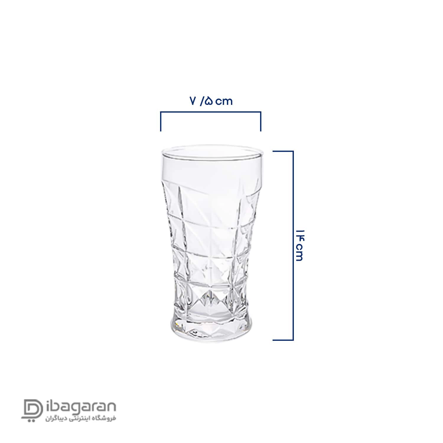 ابعاد لیوان پارچ و لیوان پیرلس مدل آکوامارین کد 801300W