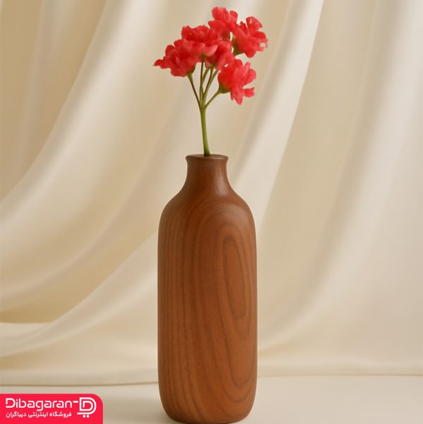 گلدان چوبی ساده استوانه‌ای لایف استایل