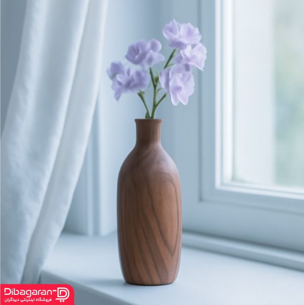 گلدان چوبی ساده استوانه‌ای دکوراتیو