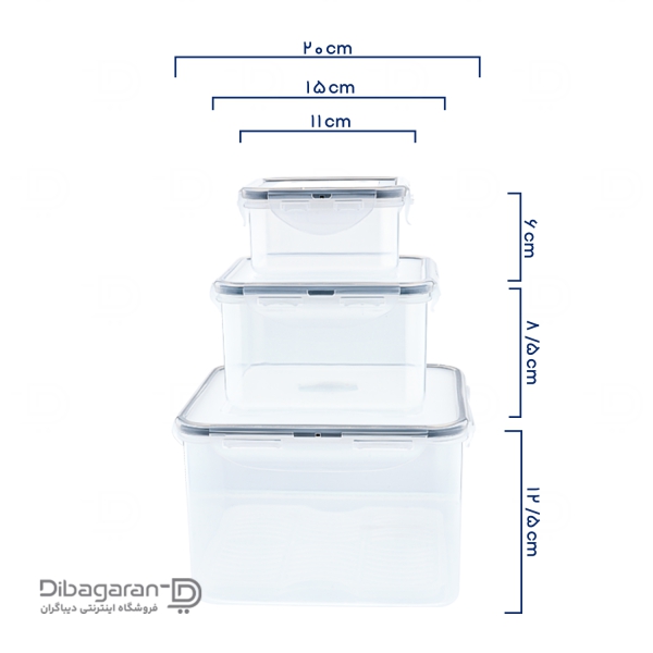 ابعاد ظروف نگهدارنده 6 تکه لیمون کد 778