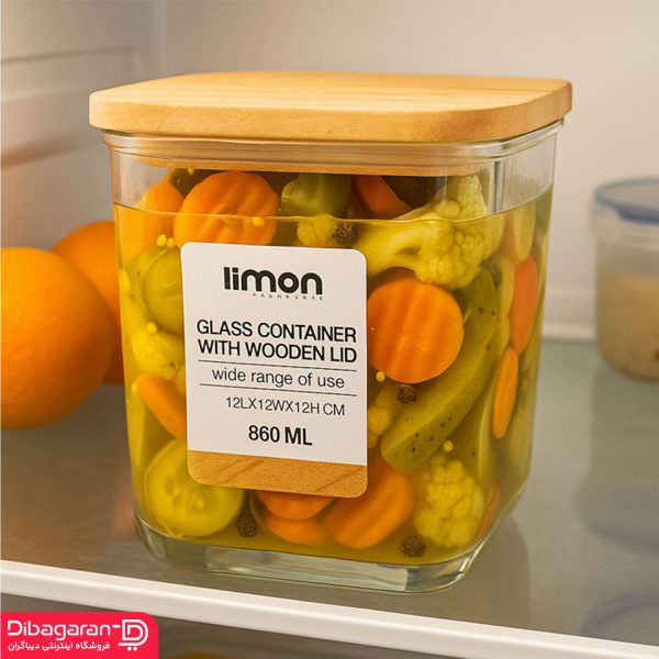 دکوراتیو ظرف نگهدارنده مربع شیشه ای لیمون کد 2189