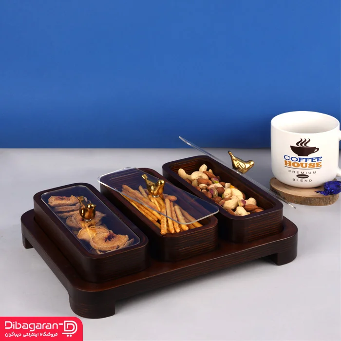 اردو خوری چوبی ایندو وود مدل سه خانه کد 9940/3