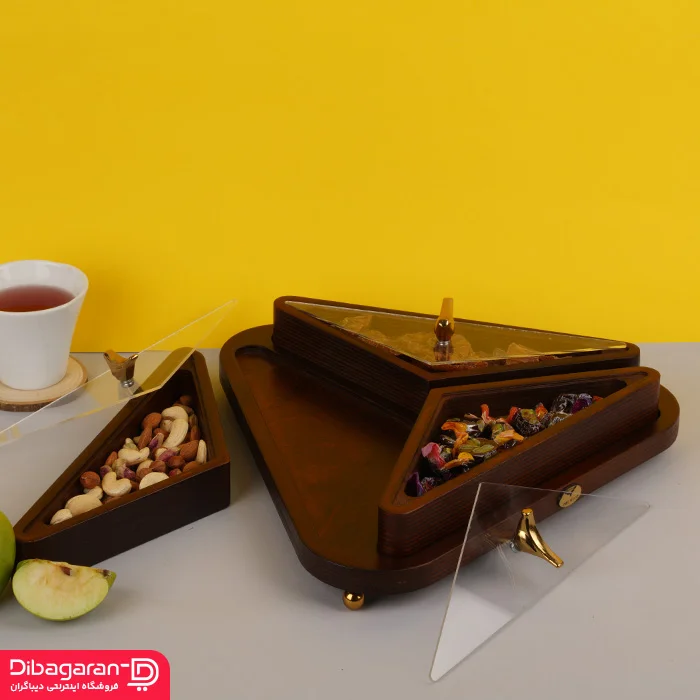 اردو خوری چوبی ایندو وود مدل مثلثی سه خانه کد 9940/33