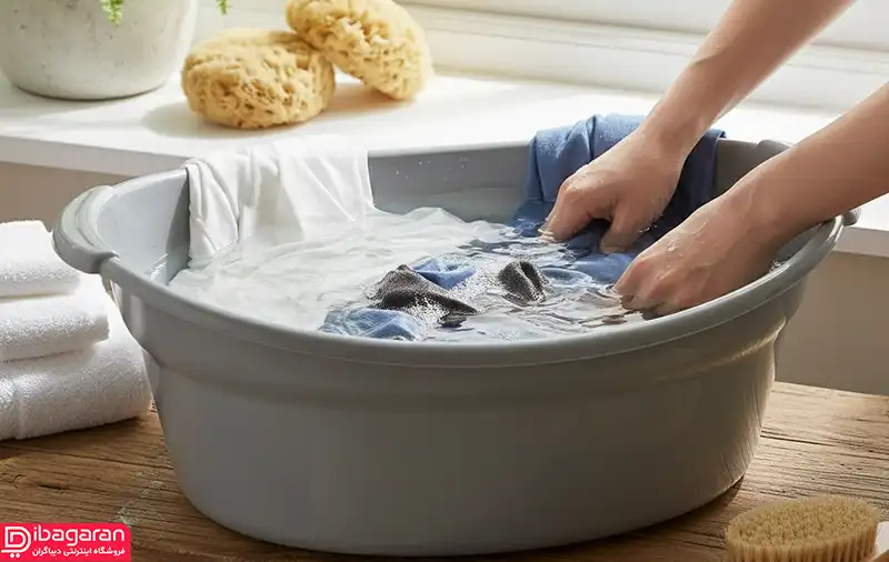 شستن لباس داخل لگن حمام لیمون