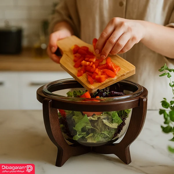 سوفله سالاد خوری ایندو وود کد 9915/24 indowood 9915 24 salad serving bowl code