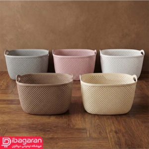 سبد رخت پلاستیکی لیمون طرح بافت