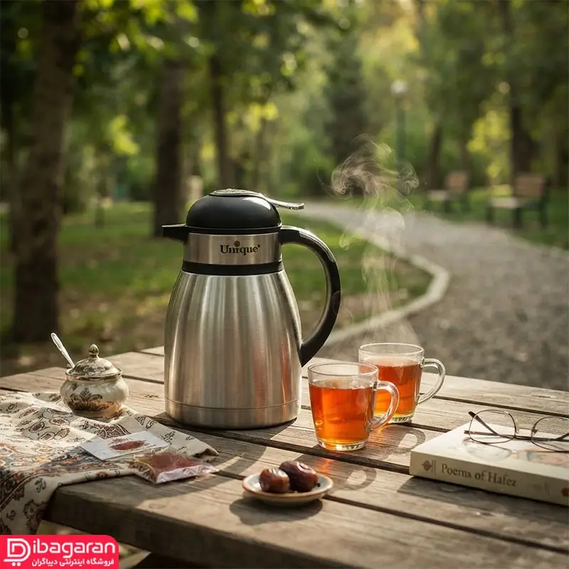 فلاسک استیل یونیک گنجایش 1.5 لیتری برای نگهداری چای و آب گرم