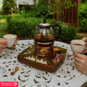 خرید و قیمت اردو خوری چوبی ایندو وود مدل چهارخانه مربع وارمردار کد 9975