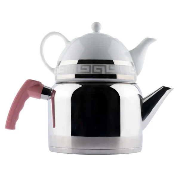 کتری قوری استیل ریور 3892 دسته صورتی کتری قوری استیل ریور 3892