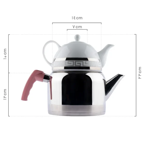 ابعاد کتری قوری دسته صورتی استیل ریور کد 3892 ابعاد کتری قوری دسته صورتی استیل ریور 3892