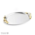 سینی بیضی دسته طلایی wave ساده G1537