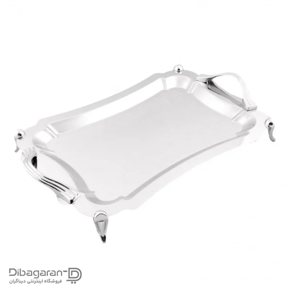 سینی مستطیل بزرگ دالبر دسته نقره ای پایه دار B7237 سینی مستطیل بزرگ دالبر پایه دار B7237