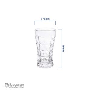 ابعاد لیوان شیشه ای تراش دار پیرلس آکوامارین