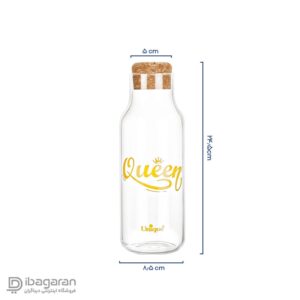 ابعاد بطری آب شیشه ای فانتزی یونیک مدل 3071