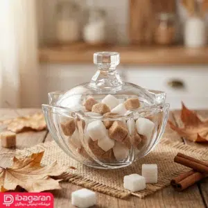 قندان شیشه ای اسکوئر کادو برای قند و نبات