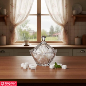 قندان شیشه‌ای الینور کادو با درب پیچیده و مدرن