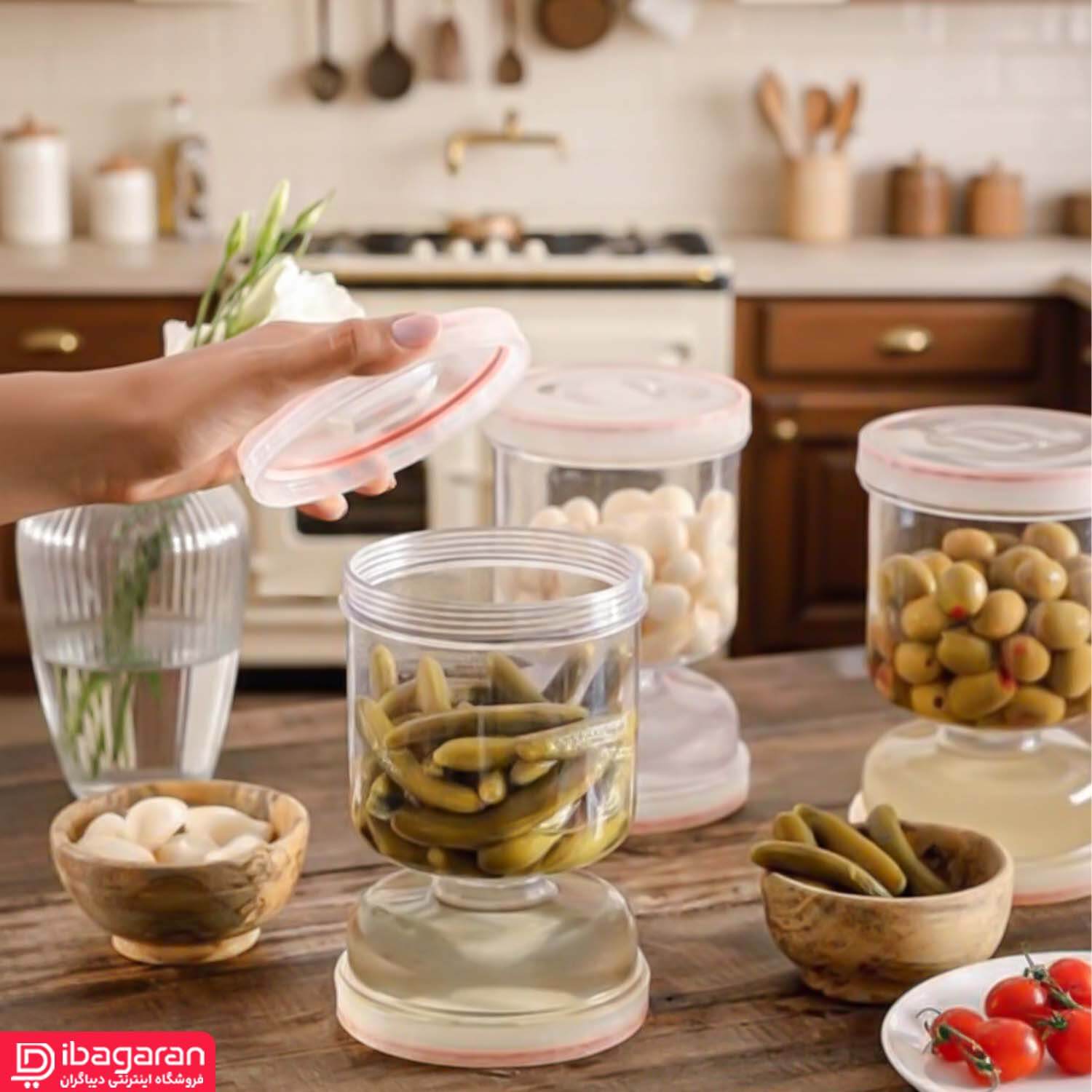 ظرف نگهدارنده زیتون مدل ساعت شنی