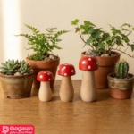 قارچ چوبی دکوری سه تایی با طراحی طبیعی
