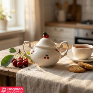 قندان سرامیکی دو دسته طرح آلبالو