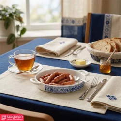 تابه سرامیکی گلبرگ آبی دو عددی