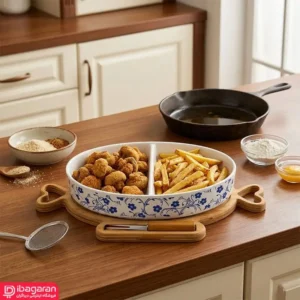ظرف سرو مزه طرح شکوفه آبی