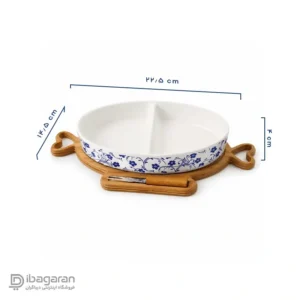 اردوخوری سرامیکی بیضی طرح شکوفه آبی