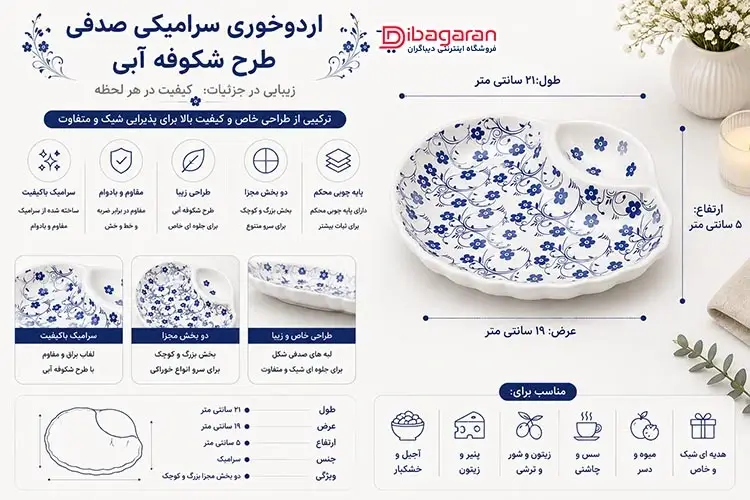 مزایای اردوخوری سرامیکی صدفی طرح شکوفه آبی